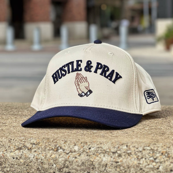 Hustle & Pray cap (Navy & Cream)